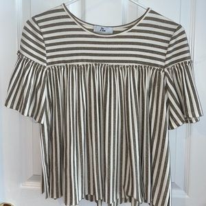 I am Cream and Gold Sparkly Ruffle Shirt